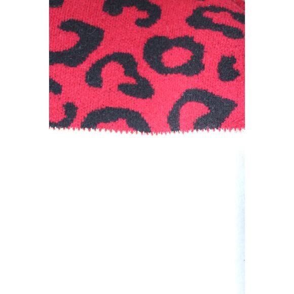 Bibi Leopard Colorblock Sweater Red Pink Cream Soft Knit Women’s Large - Picture 5 of 5